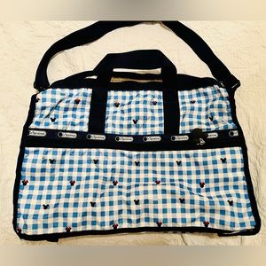 Lesportsac Mickey/Minnie Mouse Checks & Bows Medium Weekender Duffel Bag